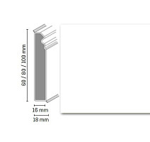 Плинтус Плинтус Dollken Cubu Flex life Hamburg Style 80 RAL 9003 (100 mm) фото 1 | FLOORDEALER